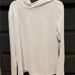 White/Blue  Long Sleeve Hoodie-Dry Fit